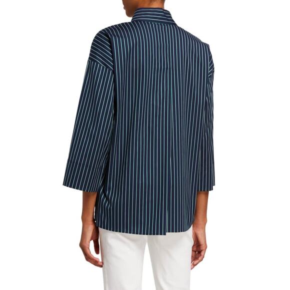 Lafayette 148 New York Plus Hawkins Striped Pullover Blouse Size Small - Picture 3 of 8